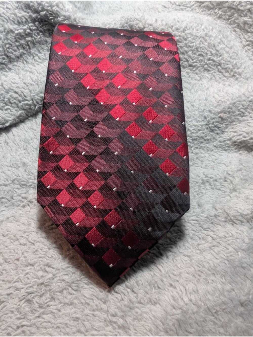 Arrow Mens Red & Black Geometric Pattern Tie - 100% Polyester - Classic Style